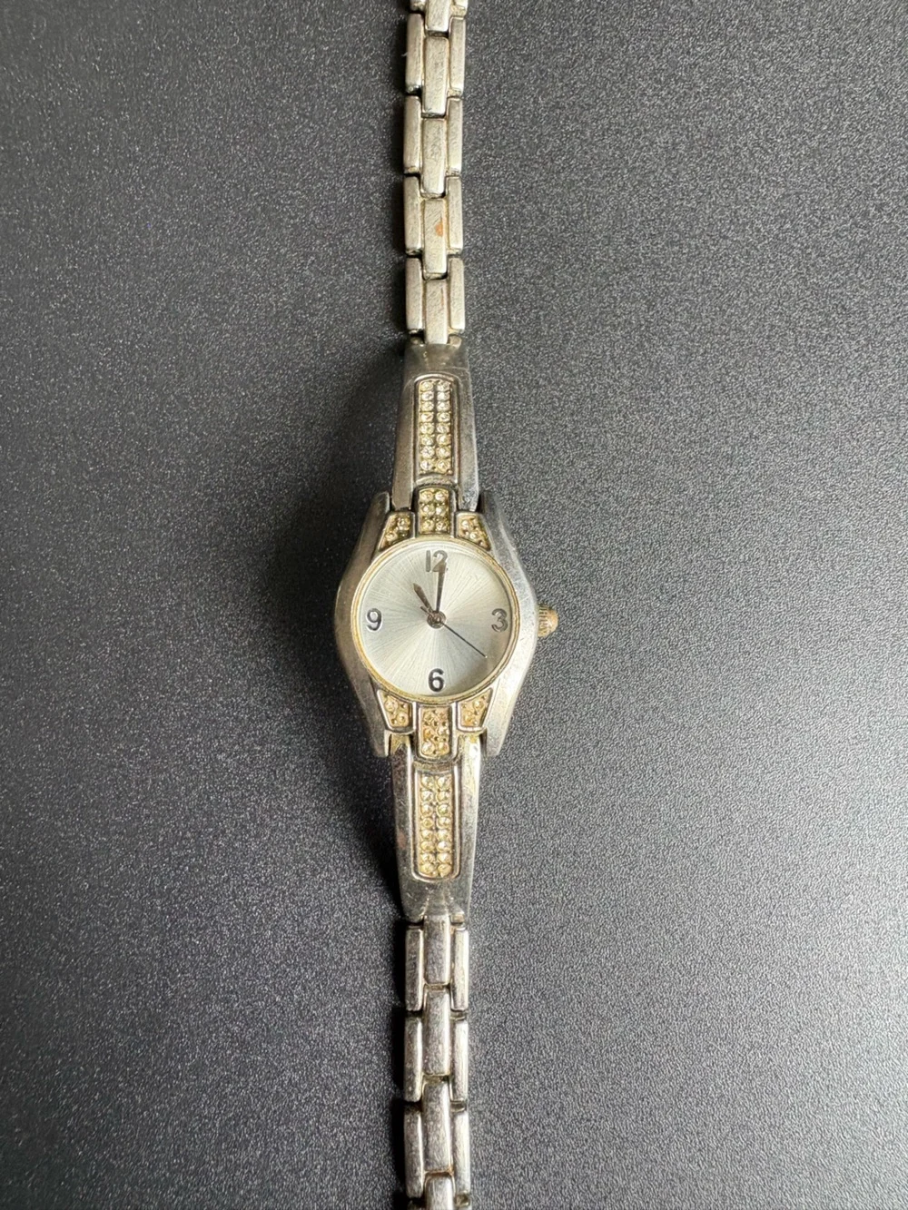 Women's Silver-Tone Crystal Bracelet Watch measurements shown non running